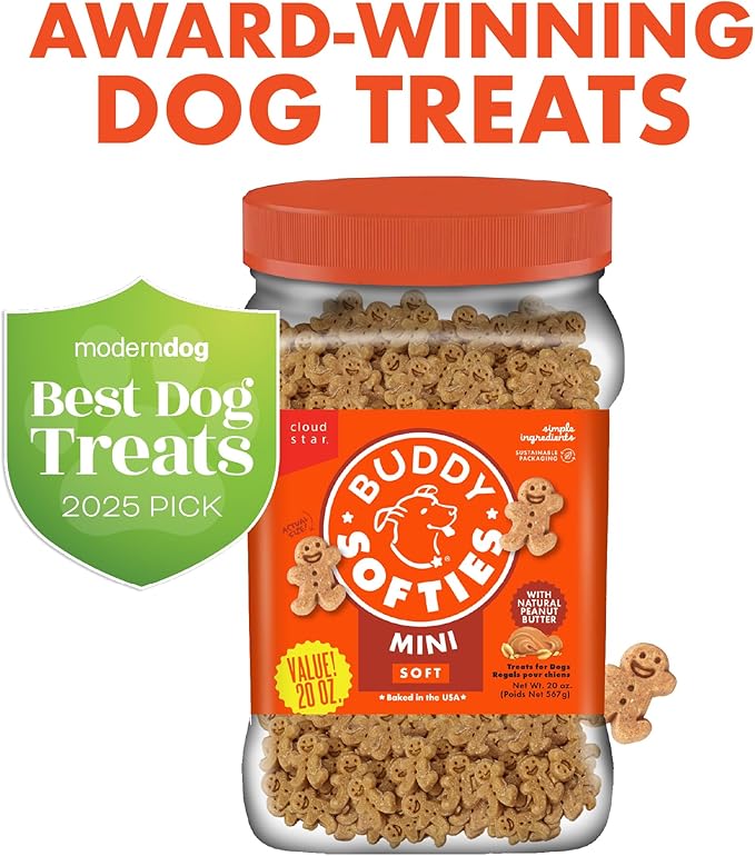 Buddy Softies Soft & Chewy Dog Treats Peanut Butter 20 oz. Jar