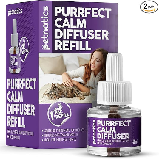 Cat Calming Diffuser Refill | 24/7 Soothing Pheromone Technology for Felines & Multi-Cat Homes | Long-Lasting Effect for up to 30 Days Fits Standard Pheromone Diffusers (2 Pack)