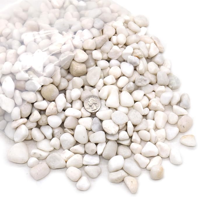 White Polished Rocks for Plants, Decorative Pebbles, 0.5-1 Inch, 18 lb