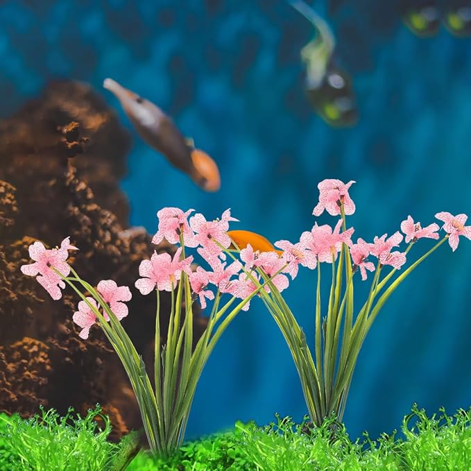 Garneck 2pcs Fake Fish Tank Decorations Aquarium Plants: Pink Artificial Plastic Aquarium Plant Ornaments for Desktop Betta Freshwater Fish Tank Accessories Decor