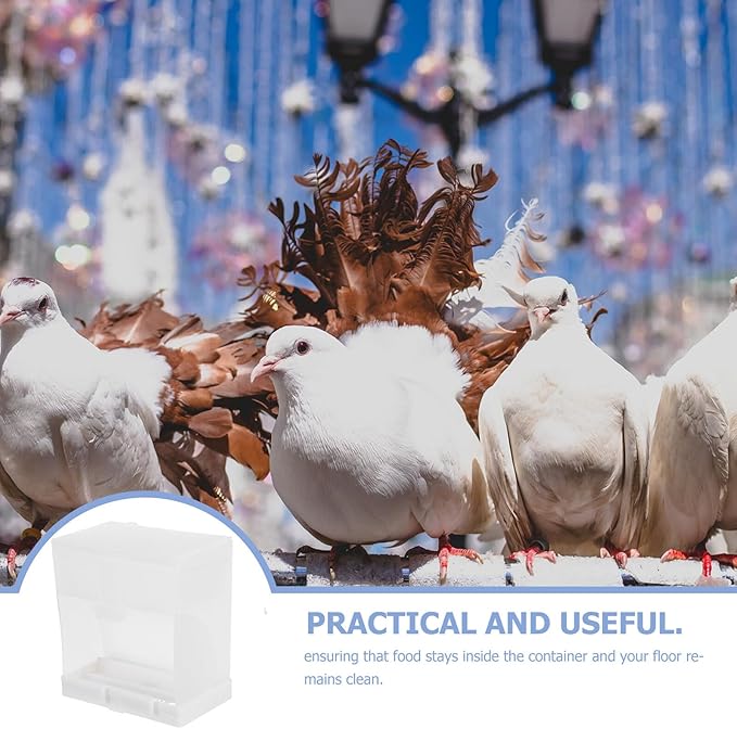 VOSAREA Automatic Bird Feeder 450 Gram No Mess Food Container Splash-Proof Parrot Cage Feeding Station for Pigeons and Small Birds
