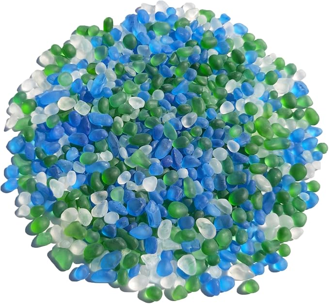 QYGL Sea Glass Stones - 0.9LB Green Mixed Frosted Glass Pebbles Gemstones | Perfect for Aquarium Rocks, Fish Tank Gravel, Vase Fillers, DIY Crafts, and Home Decor