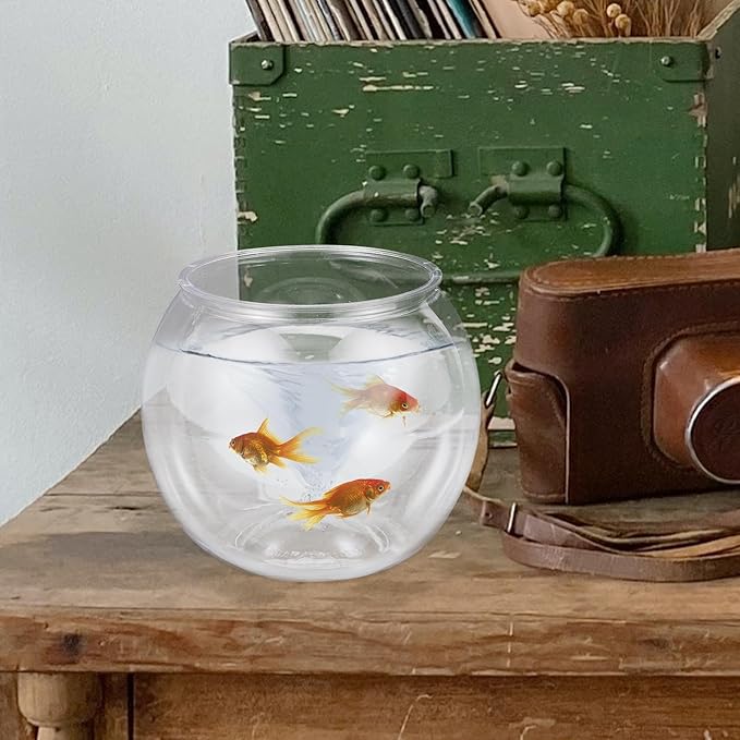 POPETPOP Unbreakable Transparent Fish Tank Globe 5.90X5.11X4.72 Inch Desktop Aquarium for Home Office Decor Unique Round Fish Bowl Flowerpot Alternative