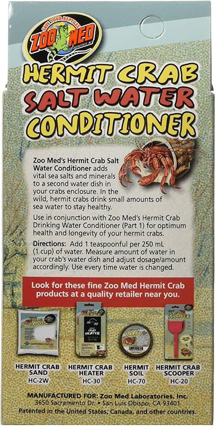 (3 Pack) Zoo Med Hermit Crab Salt Water Conditioner, 2.25-Ounce Each