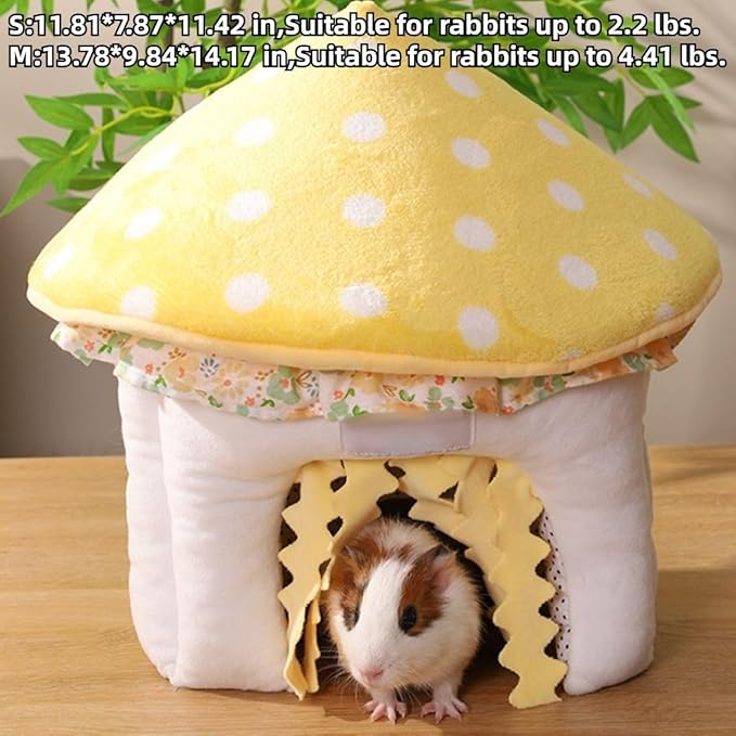 Guinea Pig Hideout, Mushroom Shaped Guinea Pig Tunnel, Small Animal Cage Accessories for Bunny, Hamster, Chinchilla, Ferret, Rabbit and Other Pets (Small)