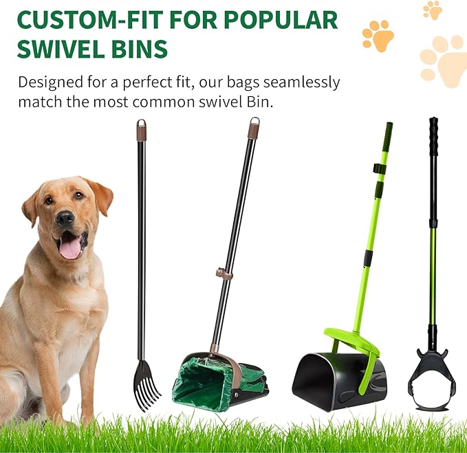 60 Count Extra Large Dog Poop Bags for A&H Swivel Bin Pooper Scooper, Pet Waste Bags with Handle for Dog Poop Cat Litter, Heavy Duty Leakproof Unscented (Only Dog Poop Bags)