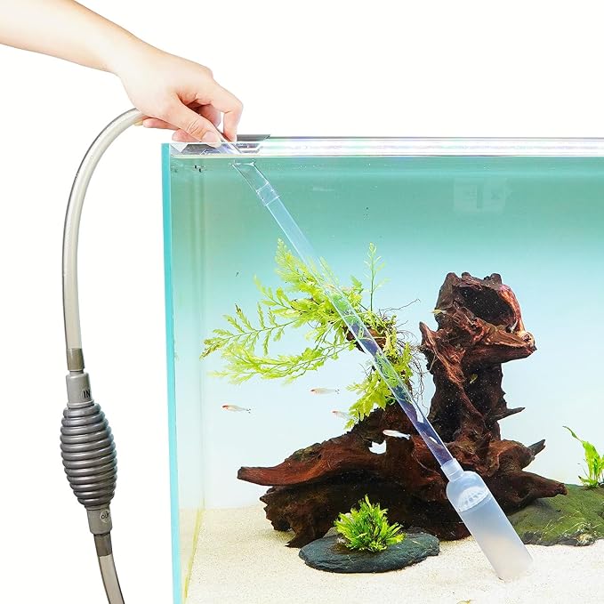 Fish Tank Cleaning Kit with Aquarium Siphon, Fish Net, and Algae Scraper | All-in-One Fish Tank Cleaner for Various Tank Sizes
