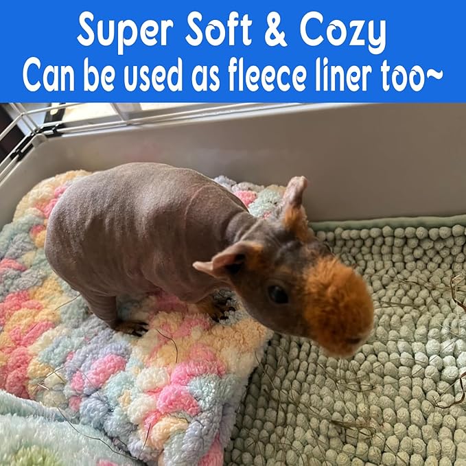 Handmade Soft Plush Fleece Crochet Guinea Pig Bed and Tunnel Hideout, Small Animal Cuddle Tunnel for Hedge Hogs, Rats, Pet Lover Gift Idea.