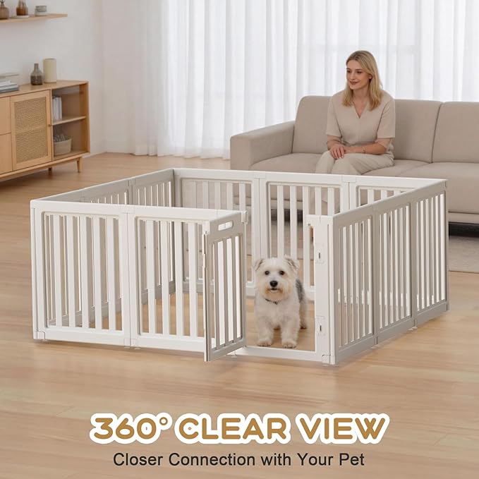 Dog Playpen, Clear Dog Pen, Dog Pen Indoor, Easy to Install and Remove Dog Play Pen, Puppy Playpen Suitable for Dogs, Cats,Dog Playpen Indoor (White, 30.3 inch Height, 12 Panels)