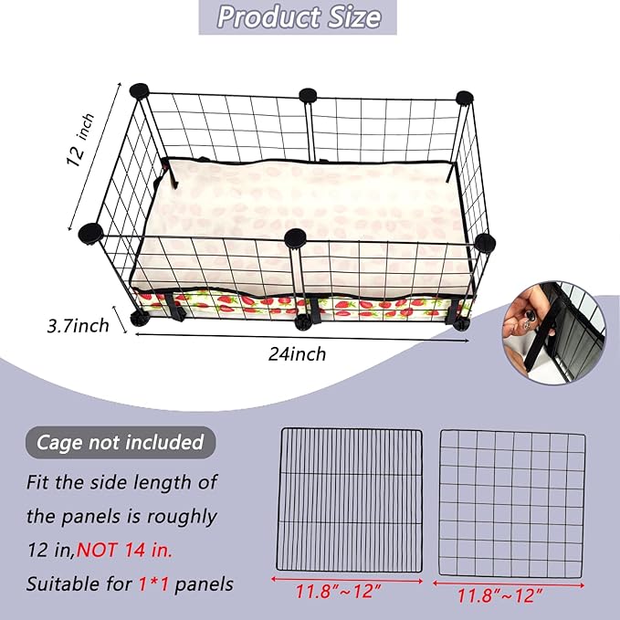 Guinea Pig Cage Liner，Washable Waterproof Oxford Cloth Cage Liners for Small Animals,Hamster Chinchilla Hedgehog Rabbit And Other Small Animals Not Include Cage (C&C 1x2(12x24 inches), Strawberries)