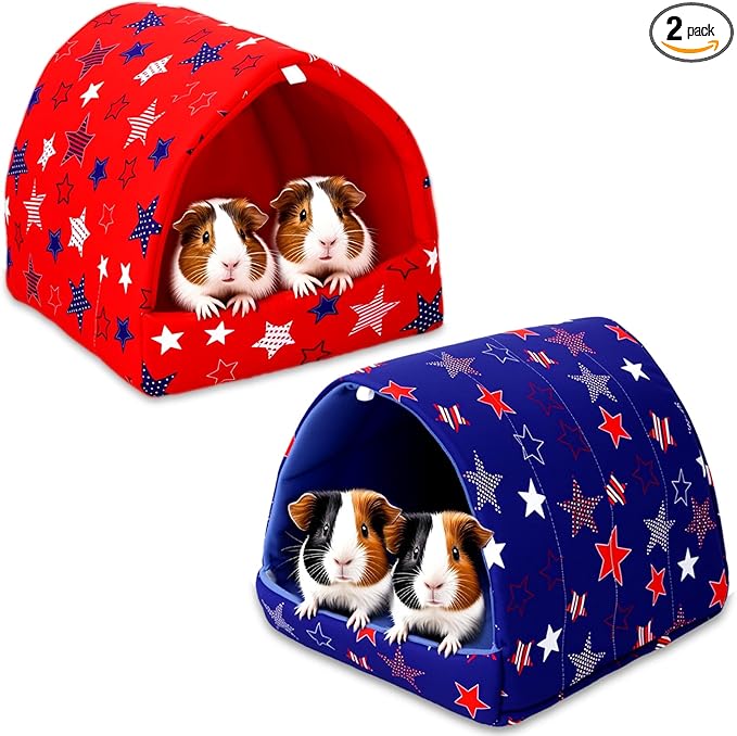 UPINS 2 Pack Guinea Pig Bed, Guinea Pig Hideout Washable Small Animal House Cage Accessories for Dwarf Rabbits Chinchillas Hamsters Hedgehogs Ferrets Bearded Dragons and Rats