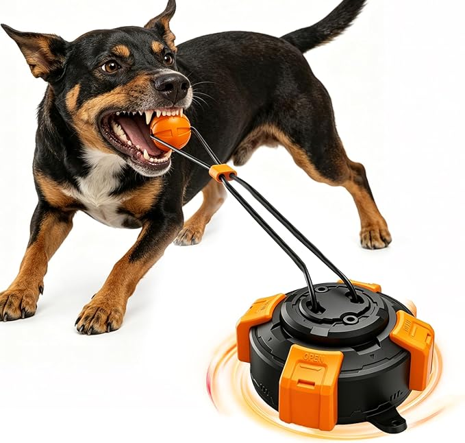 Interactive Dog Toys Upgraded Strong Tug-of-War Dog Toy Mentally Stimulating Toys for Dog Tug of War Dog Toy for Aggressive Chewers Durable Puppy Molar Chew Toy with Teeth Cleaning Dog （Black-orange）