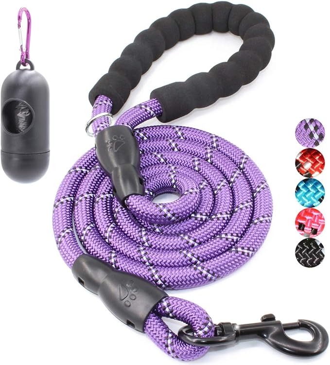 BAAPET 2/4/5/6 FT Dog Leash with Comfortable Padded Handle and Highly Reflective Threads for Small Medium and Large Dogs (4FT-1/2'', Purple)