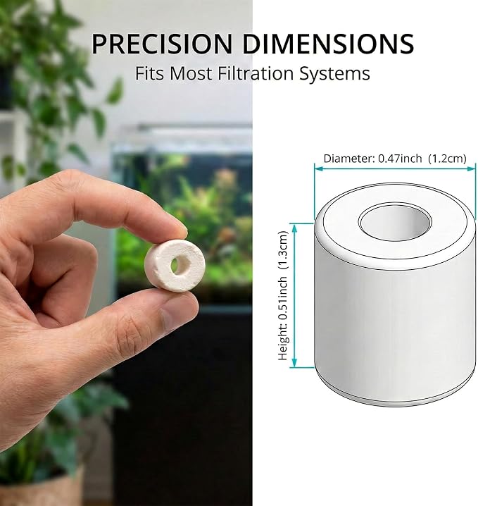 Sukh 30oz Ceramic Rings for Aquarium Filter - Bio Media with 6 Mesh Bags | Porous Filter Media for Fish Tank, Pond, Canister Filters, Betta Tank Accessories, Freshwater Saltwater Setup & Water Flow