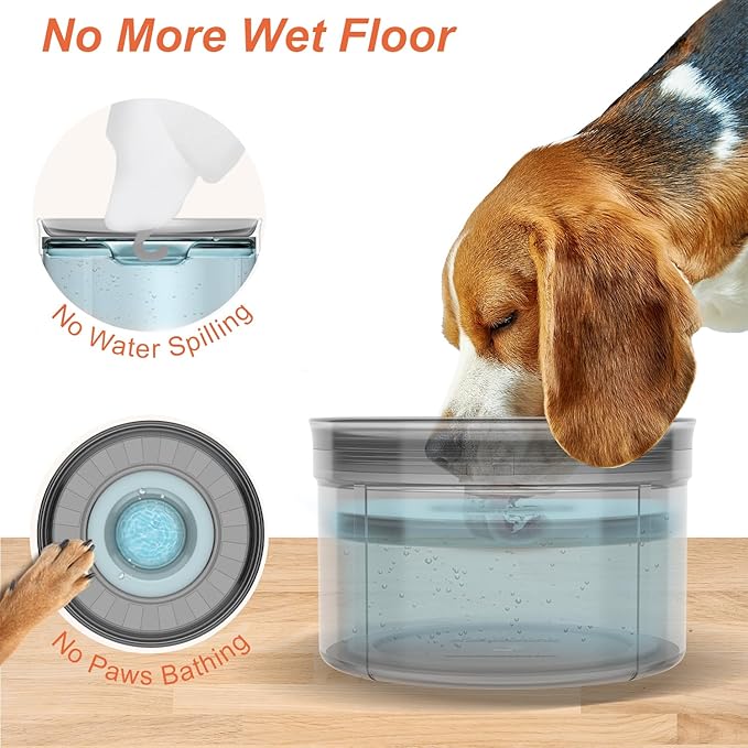 1Gallon No Spill Water Bowl for Dogs, Tritan BPA-Free Spill Proof Water Bowl with Non-Slip Mat, No Splash Slow Drinking Dog Water Bowl for Messy Drinker
