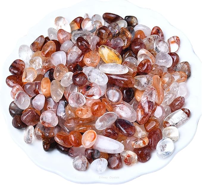 Erliway 100g Natural Red Hematoid Crystal Chips 7-9mm Tumbled Stones | Small Crushed Crystal Stone, Polished Crystals Chips for Fish Tank, Healing Tumbled Rocks for Reiki Jewelry Making Home Décor