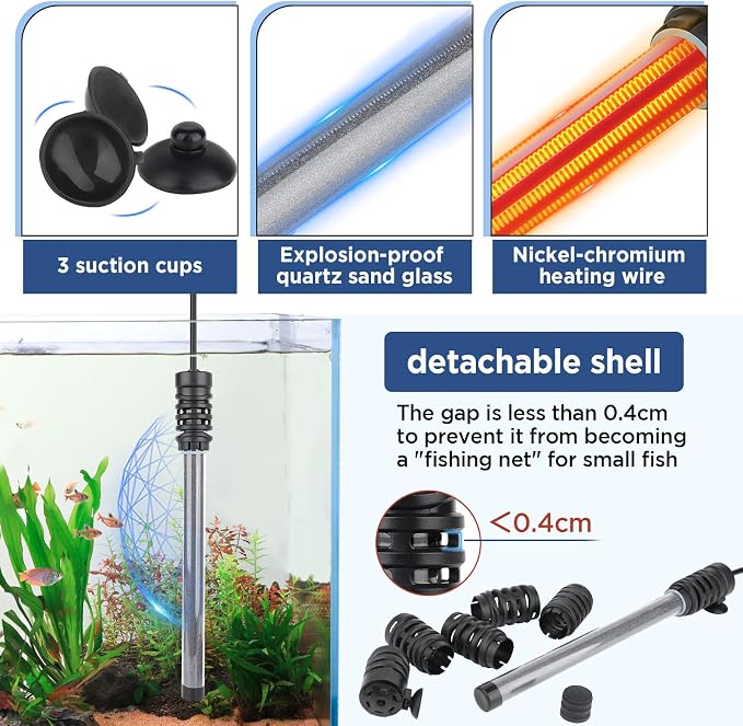 hygger Aquarium Arowana Heater,300W Removable Shell Submersible Fish Tank Heater with LED Digital Display,800W for 25-80 Gallon Medium and Large Freshwater and Saltwater Fish Tank