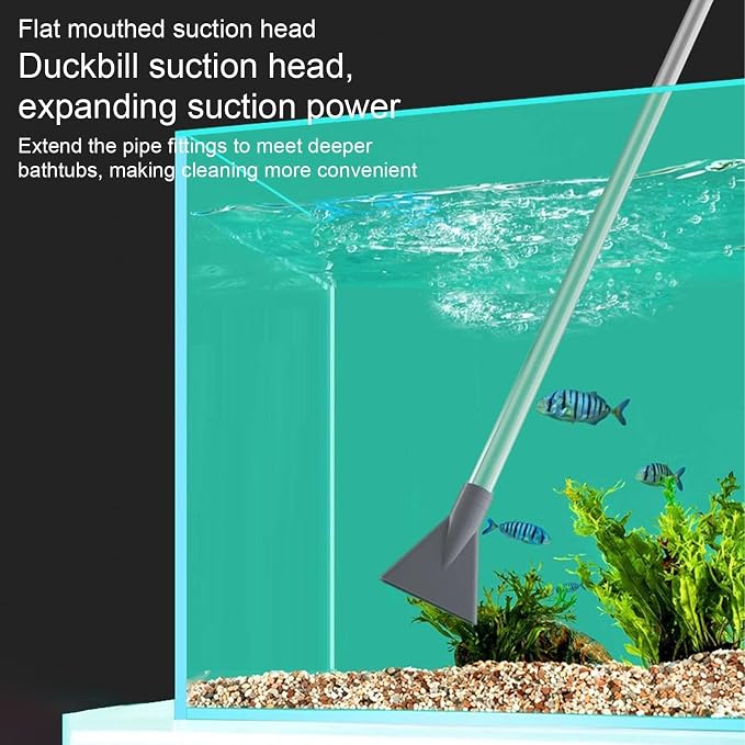 Aquarium Vacuum Gravel Cleaner Manual Siphon Hand Remover | Fish Tank Cleaning Kit for Water Turtle Decorations Sand Algae Substrate Rock Plants Cave Fishing Saltwater