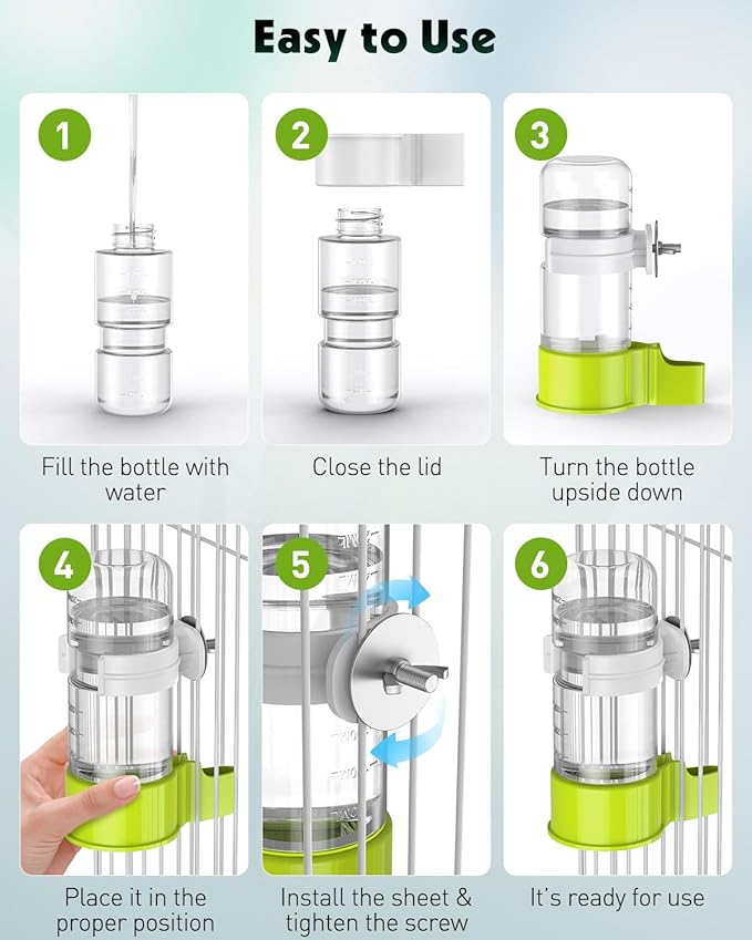 Pawfly 2 Pcs Bird Water Dispenser, Automatic Bird Water Feeder, Plastic Bird Cage Water Dispenser, Green Parrot Waterer for Parakeet Cockatiel Budgie Lovebirds (Not Fit for Food Feeding)