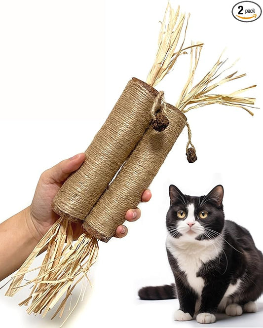 14.96 Inches Huge Silvervine Sticks Cat Toys, Large Natural Catnip Kittens Chew Toy for Teeth Cleaning,Big Catmint Blend Stick, Dental Kitty Chews for Indoor(2 Pack)