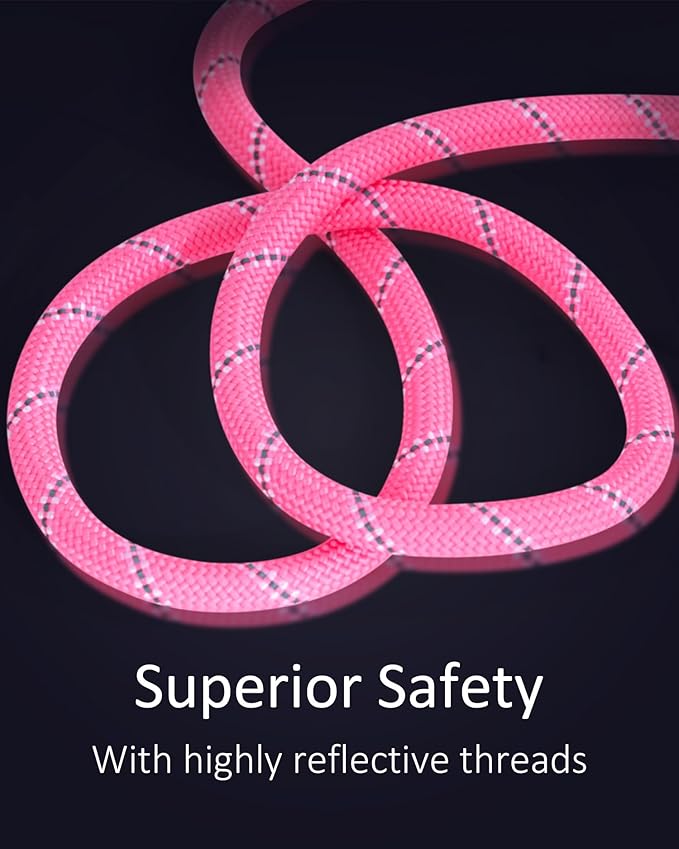 Long Dog Leash for Training, 16FT/30FT/50FT/100FT, Reflective, Heavy Duty for Large/Medium/Small Dogs, Pink