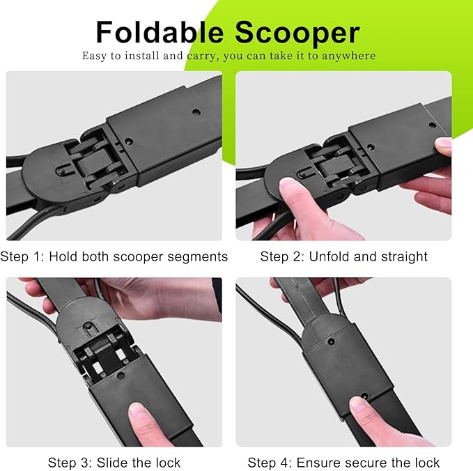 32‘’ Pooper Scooper, Foldable Pooper Scooper for Large Medium Dogs, Poop Pick Up Tool for Yard, Lawns, Grass(Black)