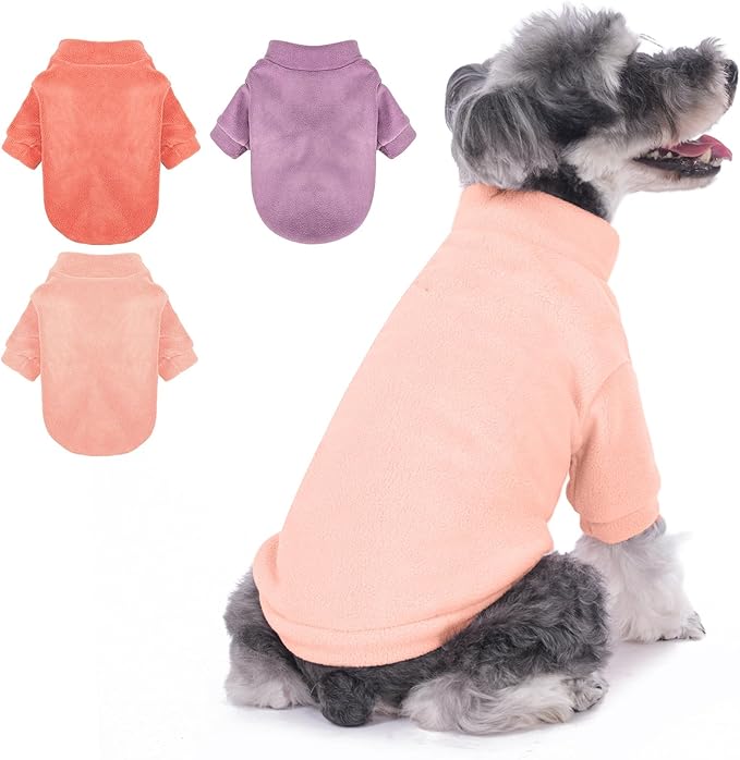 GYALAPERI Dog Sweater, 3 Pack Dog Sweaters for Small Dogs Girl Boy, Ultra Soft Warm Puppy Clothes Dog Coat for Winter (Rose+Lt Pink+Lt Purple, Small)