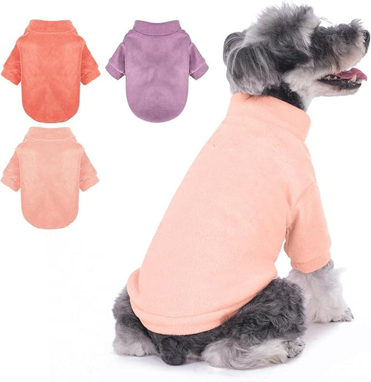GYALAPERI Dog Sweater, 3 Pack Dog Sweaters for Small Dogs Girl Boy, Ultra Soft Warm Puppy Clothes Dog Coat for Winter (Rose+Lt Pink+Lt Purple, Small)
