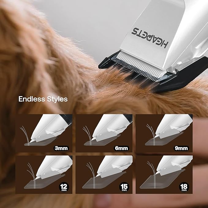 HEAPETS Dog Hair Clippers for Grooming Kit and Dog Paw Trimmer Nail Grinder for Grooming, Low Noise Rechargeable Cordless, Shaver Grooming Supplies for Pet Cats Dogs (White, White)