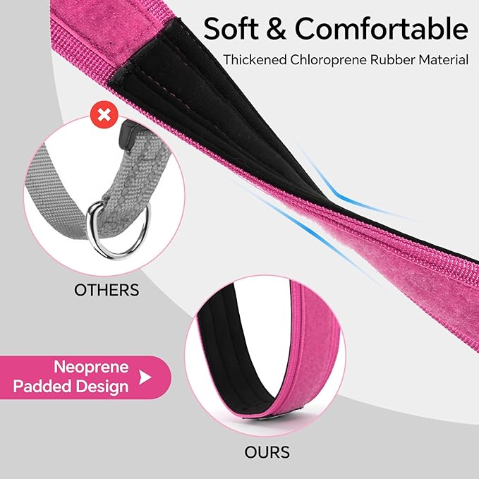 Tactical Durable Dog Collar, Metal D-Ring, Adjustable Heavy Duty Dog Collar with Heavy Quick-Release Buckle for Medium Large Dogs (Hotpink, XL)