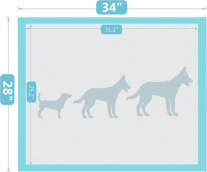 BESTLE Extra Large Pet Training and Puppy Pads Pee Pads for Dogs 28"x34" -18 Count Super Absorbent & Leak-Proof
