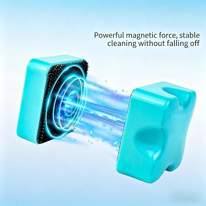 Magnetic Aquarium Glass Cleaner | Dual-Sided Cleaning Brush, Scratch-Free Tool, 0.2-0.31 inch Glass, Multiple Colors Available