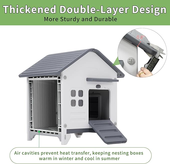 Rockever Plastic Rabbit Cage Outdoor Indoor, Waterproof Rabbit Hutch-Leak-Proof Pull-Out Tray&Chew-Proof, Bunny Cage Guinea Pig Cages, Easy-Clean & Ideal for Small Animal