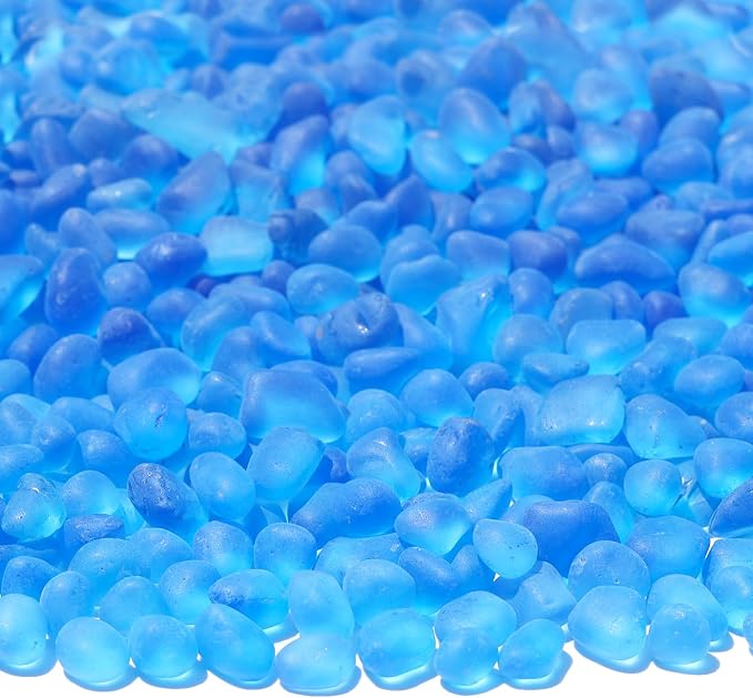 QYGL Sea Glass Stones - 2.9LB/46.4oz Aquamarine Frosted Glass Pebbles | Glass Gemstones Perfect for Aquarium Rocks, Fish Tank Gravel, Vase Fillers, Seaglass DIY Crafts, and Home Decor