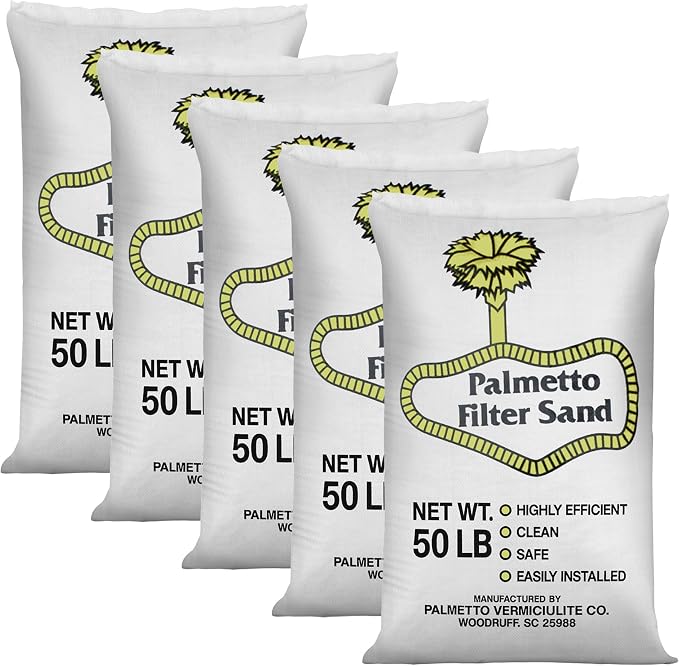 5 Pack Pool Filter Sand, Clean and Clear Water, Superior Quality Natural Sand for Residential and Commercial Pool Sand Filter Pumps, 50 Pound
