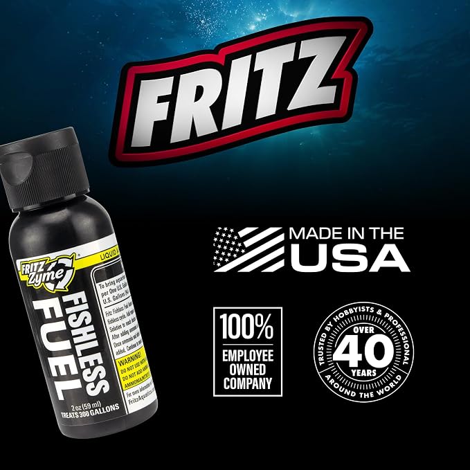 Fritz Fishless Fuel Ammonia Solution for Fishless Aquarium Cycling - 2 oz | Concentrated Ammonia Source for Fishless Cycling - Feeds Nitrifying Bacteria, Helps Establish the Nitrogen Cycle - USA Made