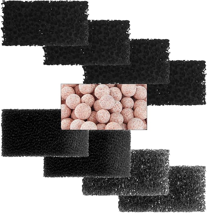 AquaMiracle Aquarium Filter Replacement Filter Media, Including 2 x Coarse Sponge, 2 x Fine Sponge, 4 x Carbonized Sponge & 1 x Bio-Balls(for QR-088)
