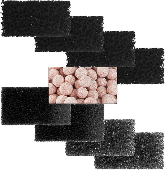 AquaMiracle Aquarium Filter Replacement Filter Media, Including 2 x Coarse Sponge, 2 x Fine Sponge, 4 x Carbonized Sponge & 1 x Bio-Balls(for QR-088)