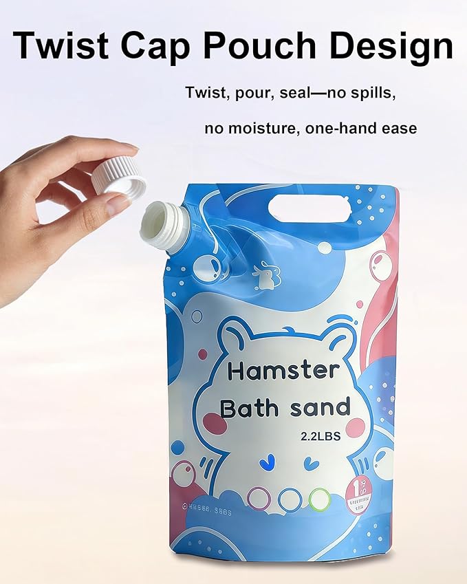 Meow&Woof Hamster Sand Bath Container, Large Sandbox Toilet Gerbil Batheoom, Hamster Sand, 2.2lbs Chinchilla Dust Bath, 100% Natural Sands