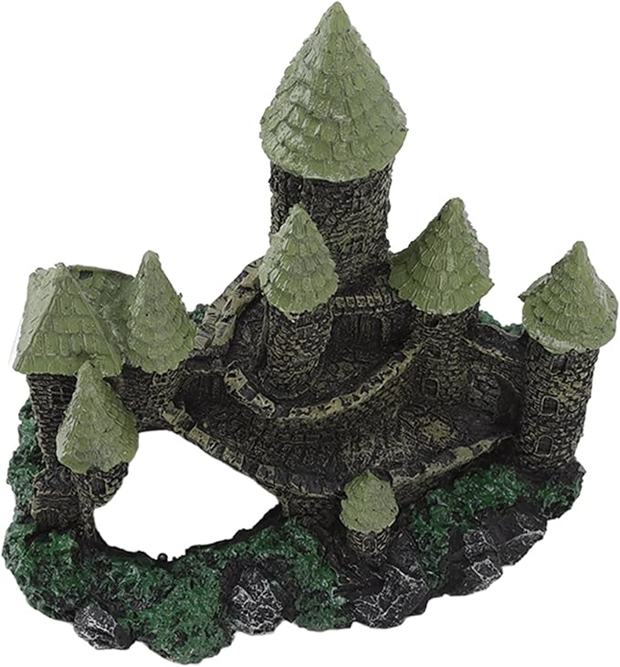 Fish Tank Castle Aquarium Decoration, Resin Retro Simulation Castle Cave Hideout Aquarium Decoration Fish Tank Accessories
