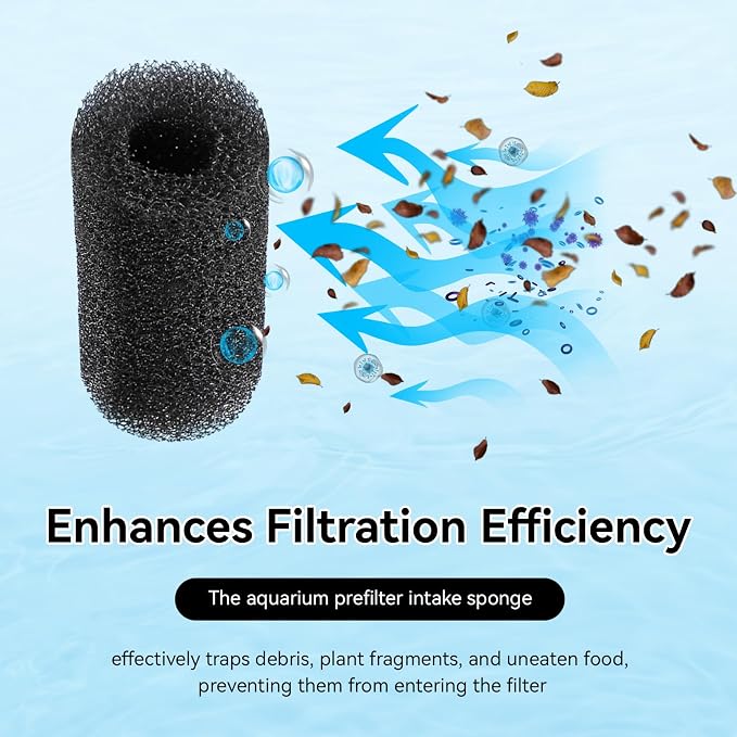 Pre Filter Sponge for Aquarium, Replacement Intake Filter for Marina | Fits S10, S15 and S20 Filter Models, Aquarium Filter Media Strainer for Aquarium Fish Tank, Protects Fry and Shrimp, 8 Pack