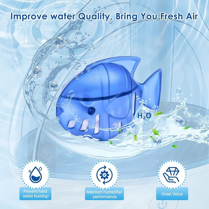 12 Pack Humidifier Cleaning Fish, Humidifier Cleaner for Most Humidifiers | Demineralization Cartridge for Fish Tanks to Purifie Water, Prevent Hard Water Build-Up to improve Humidification