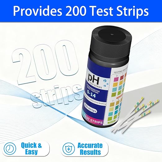 pH Test Strip 0-14 - 200 Strips Universal Litmus Paper Quick Reliable pH Testing Kit for Liquid Testing, Drinking Water, Saliva, Aquariums, Labs and Soap Making