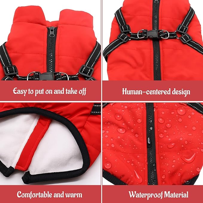 1 PCS (Suitable for 8 to 10 pounds) 3 in 1 Winter Jacket for Dogs, Cozy and Warm Dog Coat, Water-Resistant Outer Layer, Adjustable Straps for Secure Fit, Ideal for Cold Weather, Small to Large Sizes