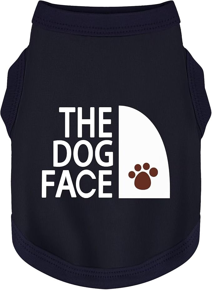 Personality Canine Attire: Soft, Lightweight Cotton Dog Clothes with 'The Dog Face' Print. Small and Medium Breeds, Perfect for Everyday Wear, Comfortable and Breathable Pet Shirt Dark Blue 3XL