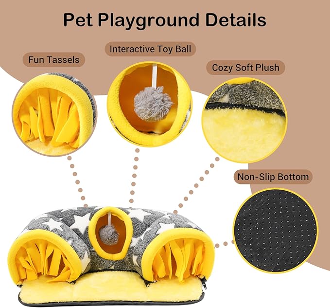 Avont Guinea Pig Hideout Tunnel, Large Hideaway Play Tube Toys Mat for Small Animal Dwarf Rabbits Bunny Chinchillas Hamsters Hedgehogs Ferrets Bearded Dragons and Rats -Star