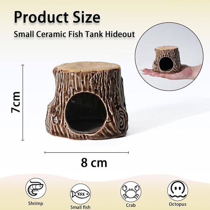 Ceramic Aquarium Decor Natural Tree Brown Betta Fish Tank Cave | Smooth-Surface Safe for Fish Hiding & Breeding, Easy-Clean, No Assembly, for Play & Rest,Fits 2.5-5 Gallon Fish Tanks