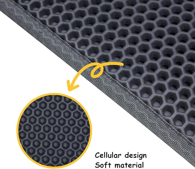 Cat Litter Mat, Litter Box Mat, Large Double Layer Waterproof Proof Trapping mat, Non-Slip Design, Kitty Litter Rug, Cat Supplies, Easy to Clean, 24x15 Inch, Grey, Pack of 2