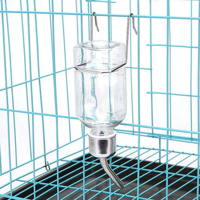 BESTonZON Rabbit Water Feeder 6Oz Hanging Pet Water Bottle No Drip with Hooks and Springs for Small Animals Guinea Pigs Hamsters