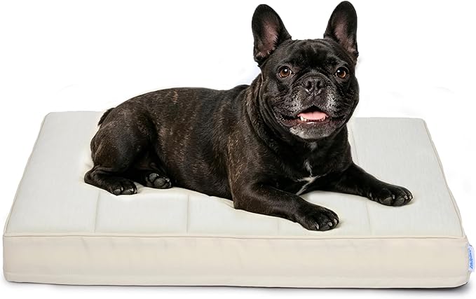Cooling Dog Bed for Medium Dogs - Orthopedic Pet Beds with Memory Foam, QMAX>0.5, Waterproof Removable Washable Cover for Hot Weather, Dark Beige, 30" L x 20" W x 3" H